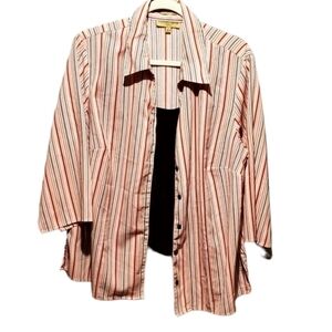 Notations‎ 2 In 1 Striped Pullover Plus Size 1X Blouse Top Women Pre-owned